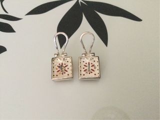 Pendientes plata vintage coral.