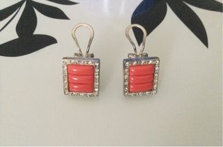 Pendientes plata vintage coral.
