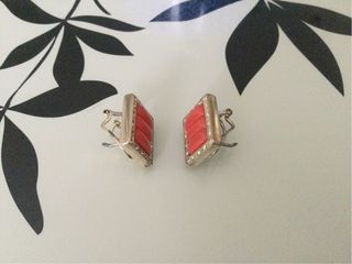 Pendientes plata vintage coral.