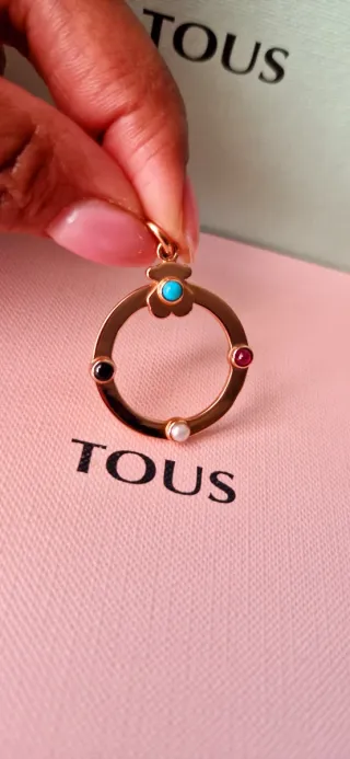 Colgante Tous Vermeil Oro Rosa Turquesa