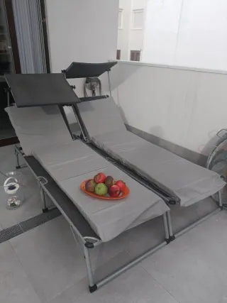 2 Tumbonas con Parasol y Colchonetas