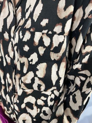 Blusa Leopardo de lino Negra y Beige