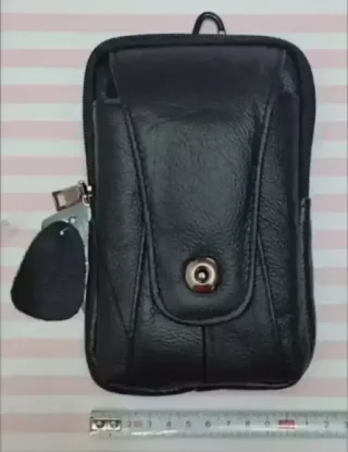 OFERTA. BOLSO PIEL MULTIUSOS MOVIL. RIÑONERA NEGRA