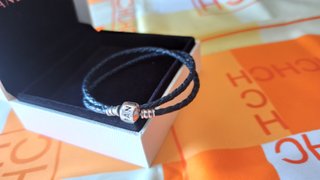Pulsera Pandora Piel Azul Marino y Plata