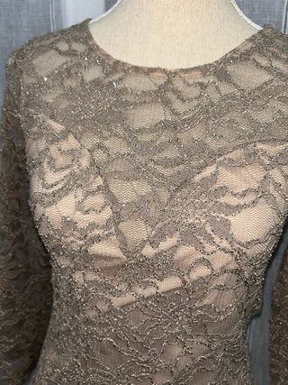 Vestido de encaje beige/marrón talla única