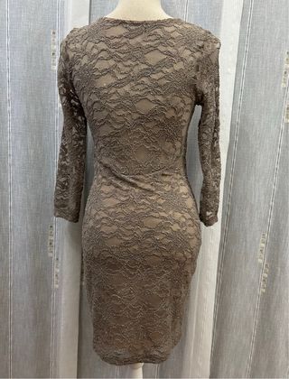 Vestido de encaje beige/marrón talla única