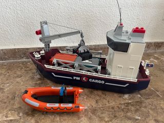 Lote Playmobil: Barco, Grúa, Camión, Carretilla