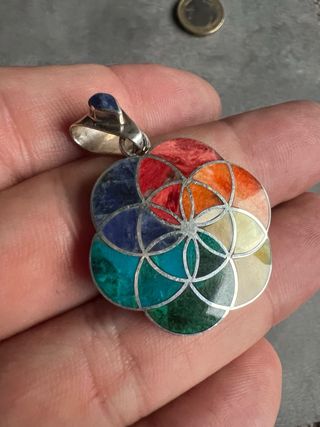 Colgante Flor de la Vida Plata Incrustada