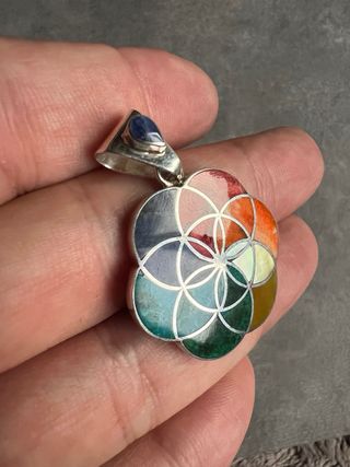 Colgante Flor de la Vida Plata Incrustada