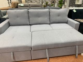Sofá Cama Chaise Longue Gris 215cm