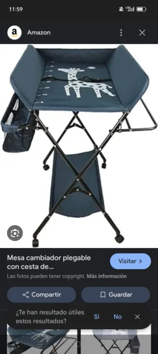 Cambiador plegable con cesta