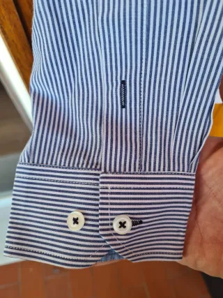 Camisa Riscas Azul e Branco Antonio Bacci