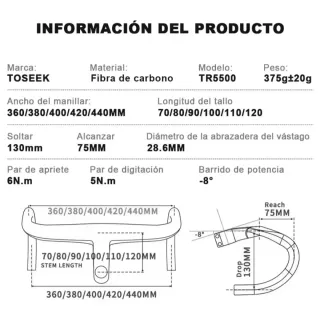 Manillar Integrado Toseek Carbono TR5500