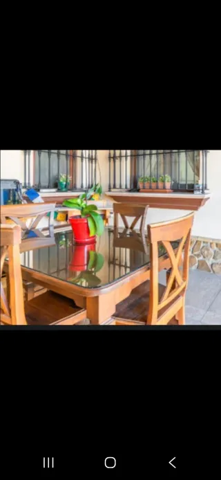 Tavolo da pranzo in legno e vetro