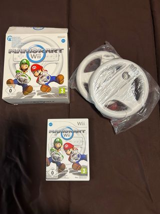 Volantes y juego Mario car Wii