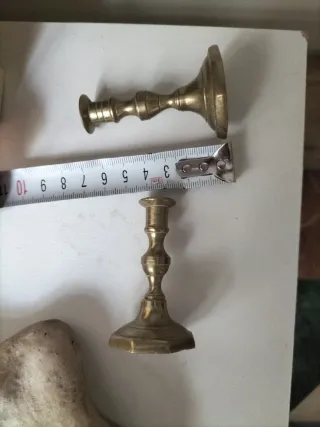 Candelabros antiguos bronce virgen dolorosa plata