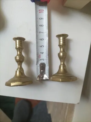 Candelabros antiguos bronce virgen dolorosa plata