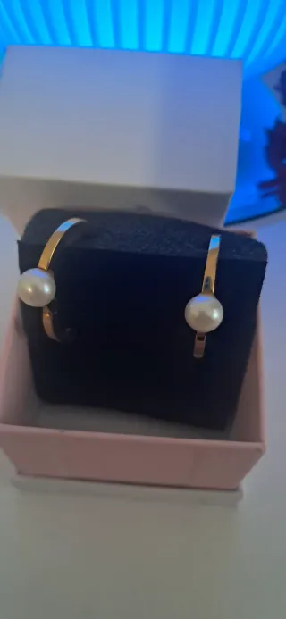 Pendientes Aro Pandora Oro 14k Perla Cultivada