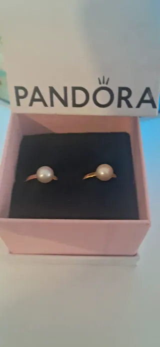 Pendientes Aro Pandora Oro 14k Perla Cultivada