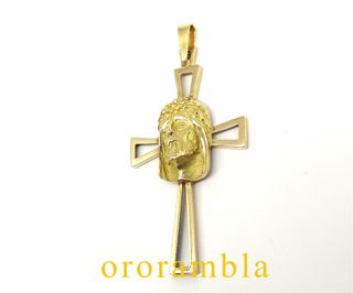 Cruz con rostro Cristo 18k