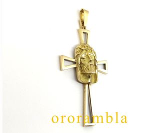 Cruz con rostro Cristo 18k
