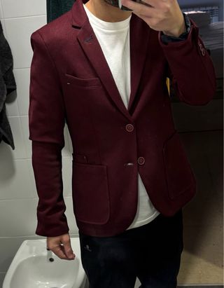 Americana hombre S color vino tinto) S ajustada