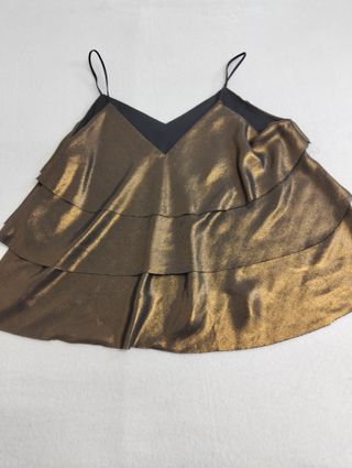 Top Nero Oro Ruffle Taglia M