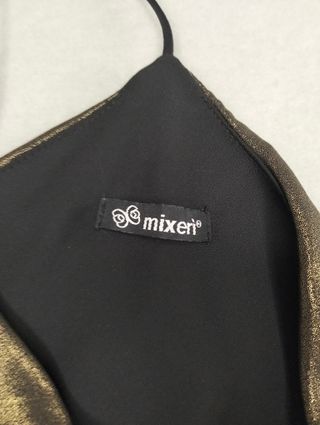 Top Nero Oro Ruffle Taglia M