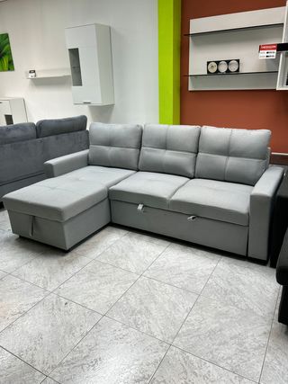 Sofá Chaise Longue Gris Tela