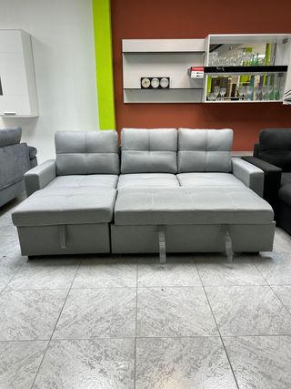 Sofá Chaise Longue Gris Tela