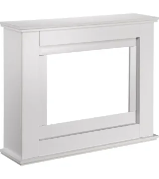 Finto camino in legno bianco
