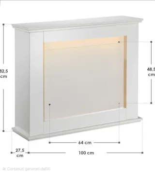 Finto camino in legno bianco