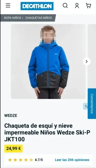 Chaqueta de nieve Wedze niño