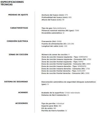 TEKA Placa de Gas 60 cm,Modelo GBC 64003