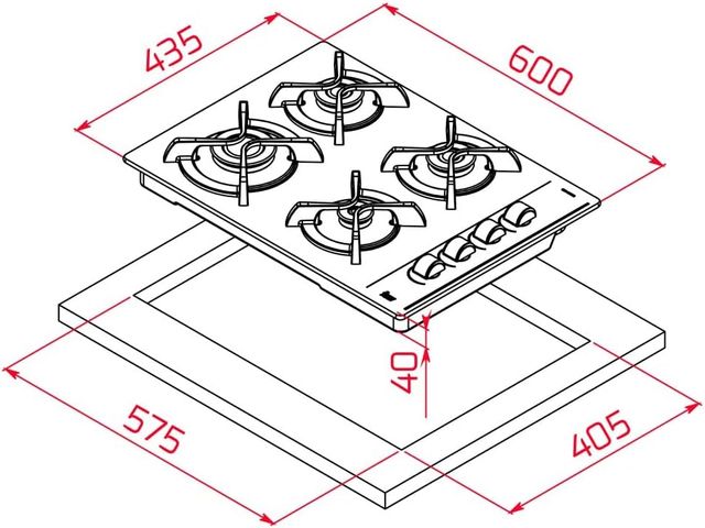 TEKA Placa de Gas 60 cm,Modelo GBC 64003