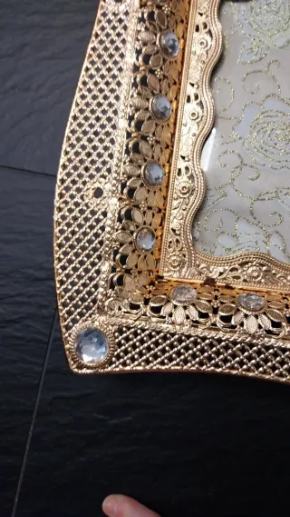 Vassoio decorativo oro con cristalli