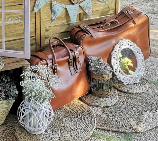 Conjunto 2 maletas piel vintage