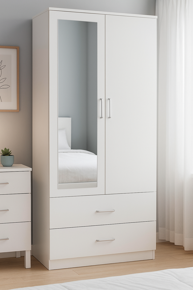 Nuevo armario blanco con 2 puertas y 2 cajones