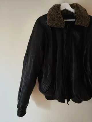 Cazadora Piel Ovina Negra Talla M