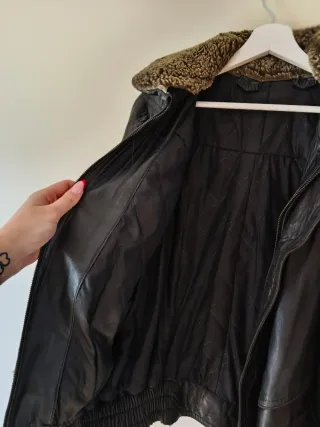 Cazadora Piel Ovina Negra Talla M