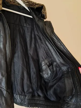 Cazadora Piel Ovina Negra Talla M