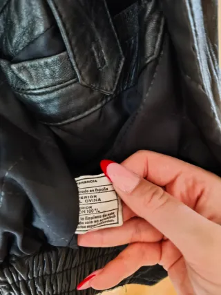 Cazadora Piel Ovina Negra Talla M