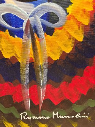 Dipinto olio su tela Romano Mussolini 50X60