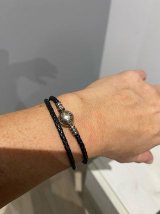 Pulsera Pandora Cuero Trenzado Plata
