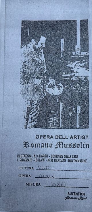 Dipinto olio su tela Romano Mussolini 50X60