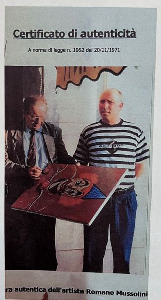 Dipinto olio su tela Romano Mussolini 50X60