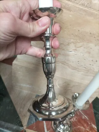 Candelabros plata vajilla antigua vintage fuente