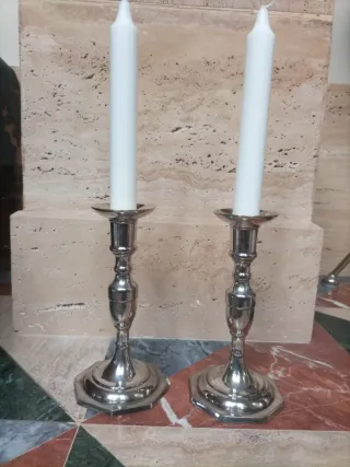 Candelabros plata vajilla antigua vintage fuente