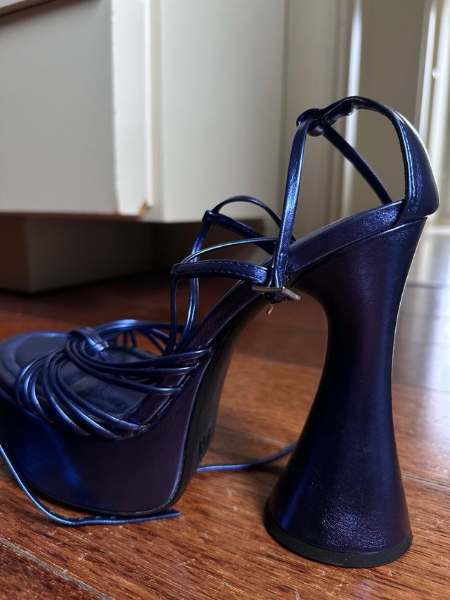 Sandali con tacco Zara elettrico blu taglia 39