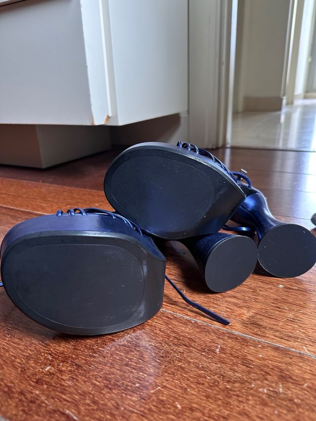 Sandali con tacco Zara elettrico blu taglia 39